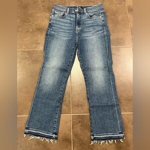 7 For All Mankind Women’s Cropped Jeans Frayed Hem Blue Wash Size 29
